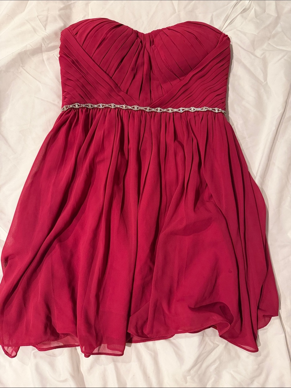 Kohl's Strapless Chiffon Cocktail Dress in Fuchsia with Beaded Waist